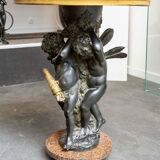 Guéridon en bronze et marbre, Psyché et Cupidon, Auguste Moreau (1834-1917)