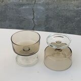 6 glasses of champagne two-tone brown and transparent vintage 1970