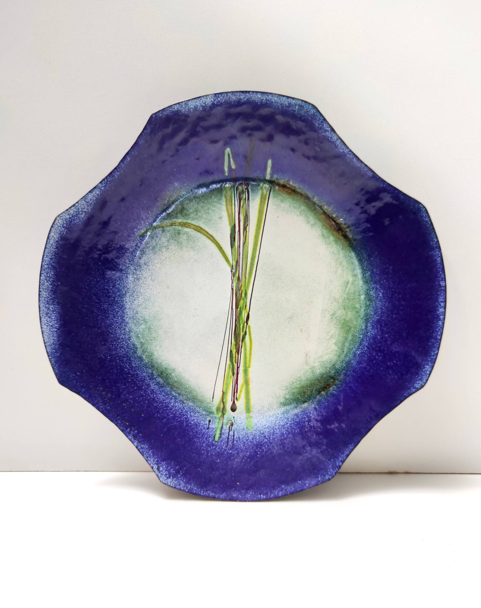 Blue, Green and White Copper Vide-Poche Attr. to Paolo De Poli