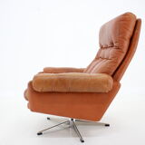 1970s leather swivel armchair by Nili Stoppmobler, Denmark