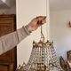 Antique Balloon Chandelier in Gilded Brass, Empire Style, 4 Lights