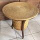 Vintage tripod work lamp in wicker and wood, 1960s style.
