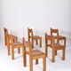 Chaises marron en cuir et bois, 1970s