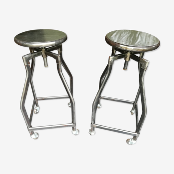 Pair of high bar stools industrial style