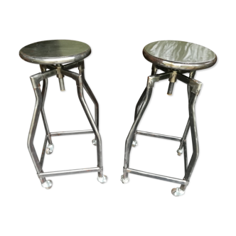 Pair of high bar stools industrial style