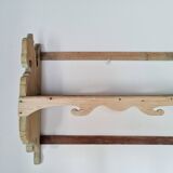 Antique wall shelf in raw wood - patinated green