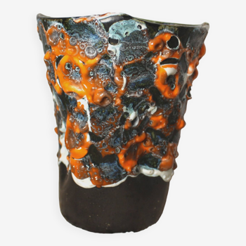 Fat lava vase - ocean rockery - handmade - vintage