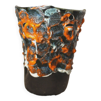 Vase fat lava - rocaille de l'océan - fait main - vintage