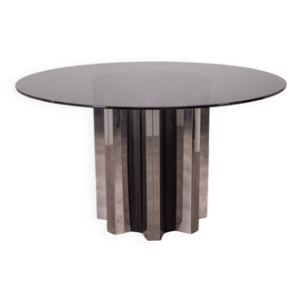 Round vintage 70's table in italian design glass