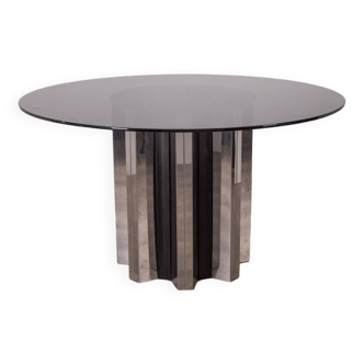 Table ronde vintage 70's en verre design italien