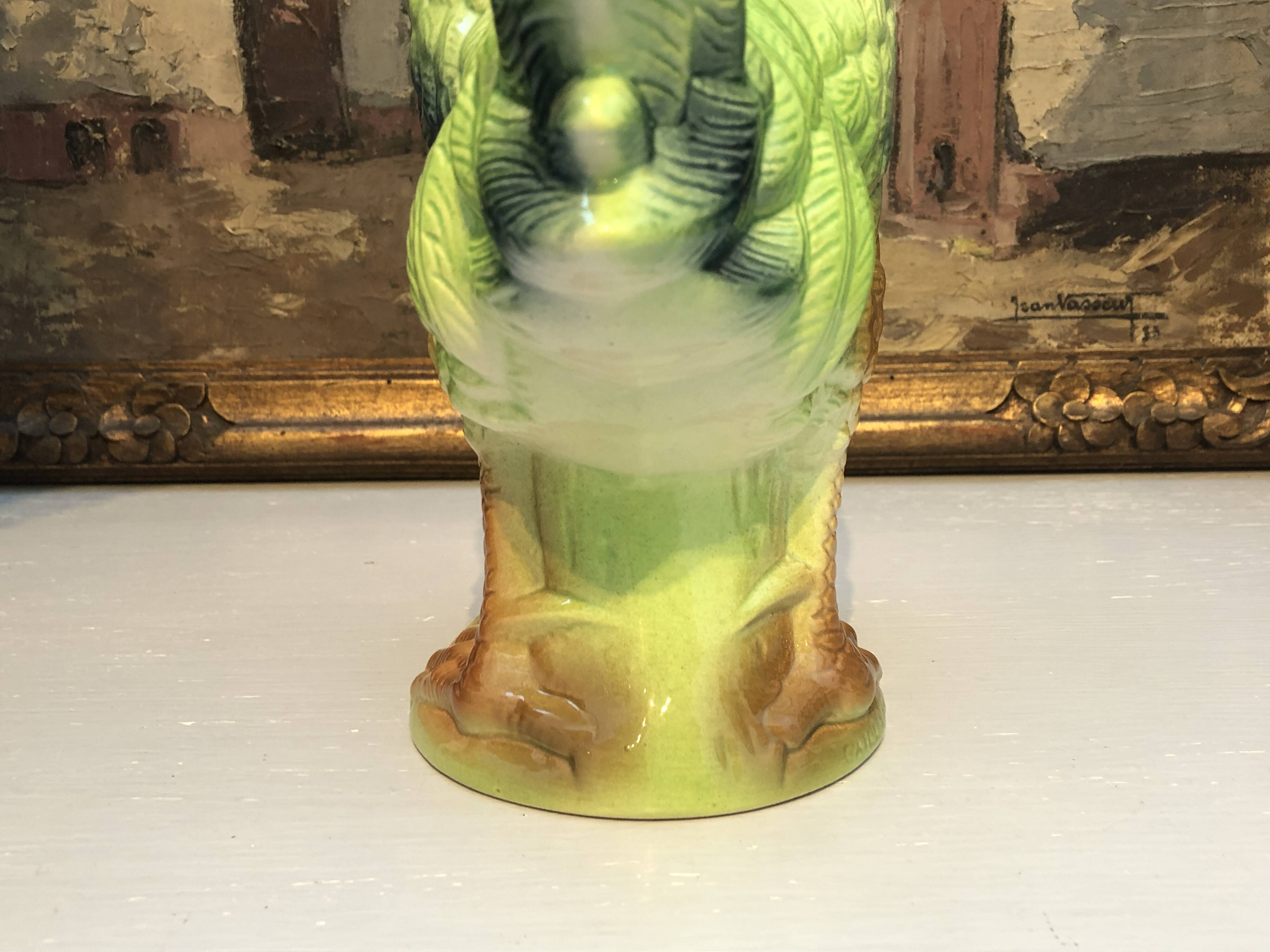 Pichet carafe coq in barbotine france vintage