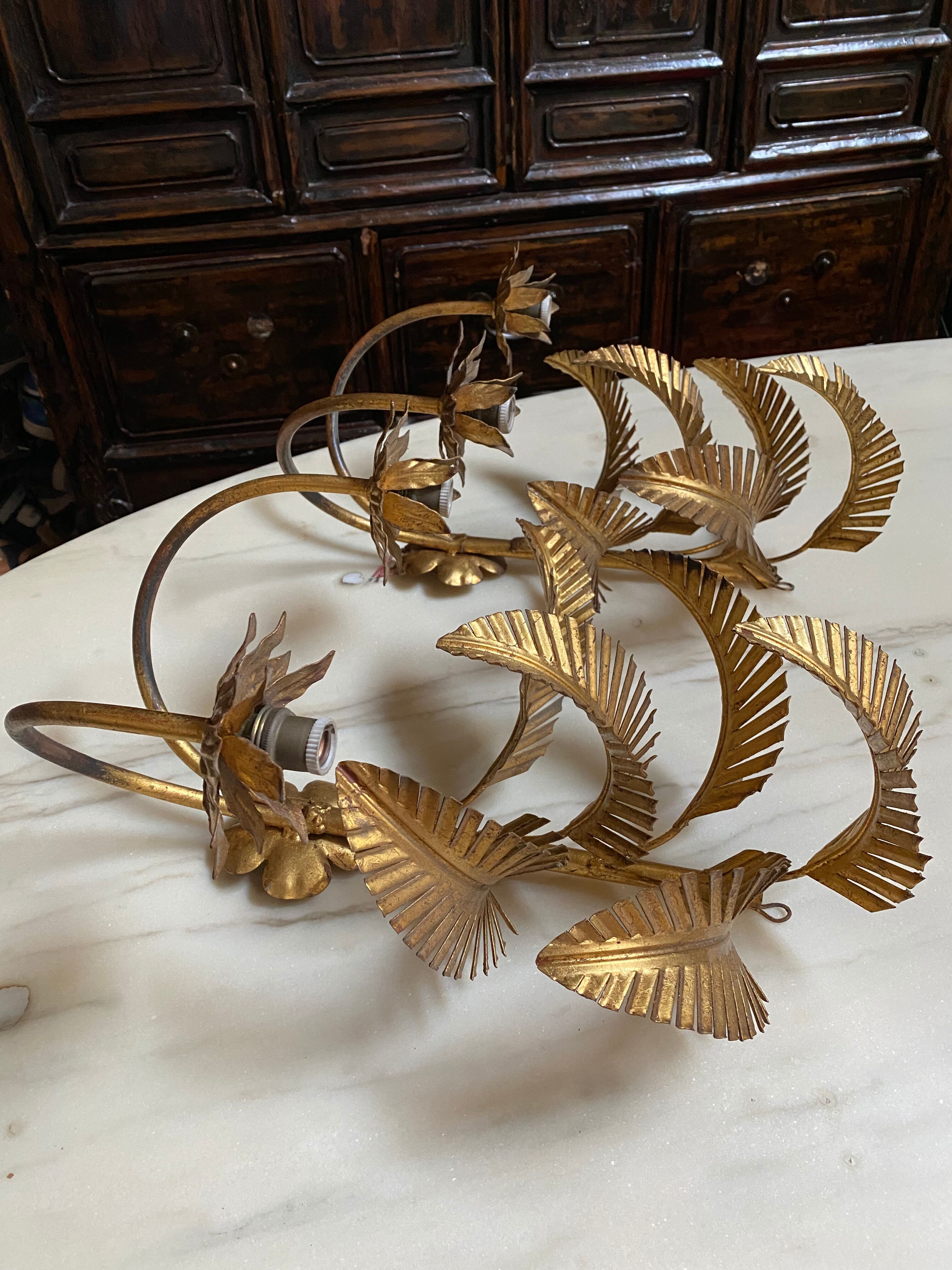 Pair of vintage seventies palm sconces