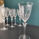 Set of 6 French wine glasses, Cristal D'Arques, mod. Diamantis