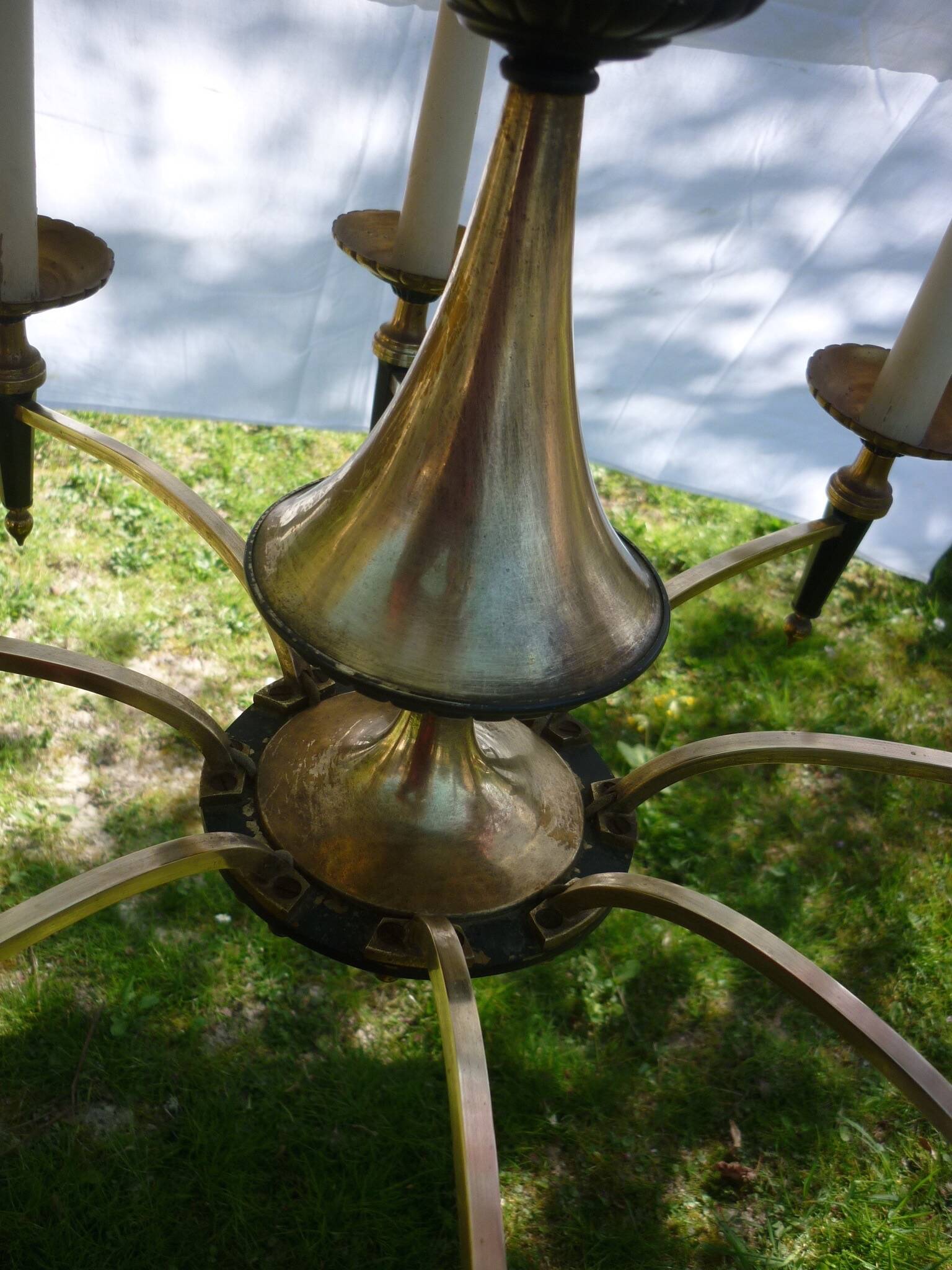 Empire chandelier in bronze and gilded brass