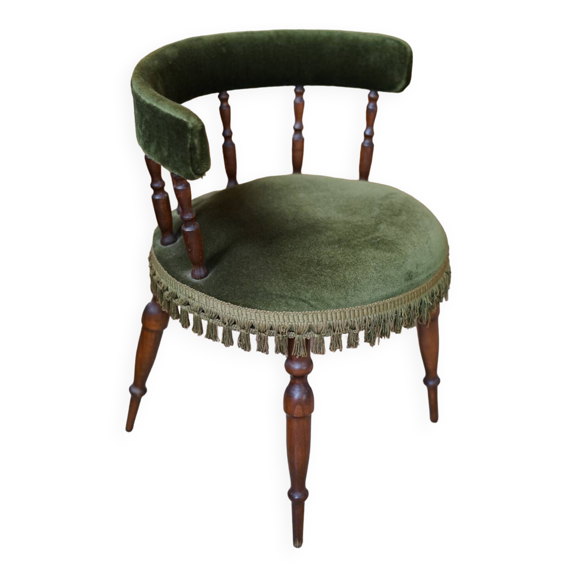 Vintage green velvet chair