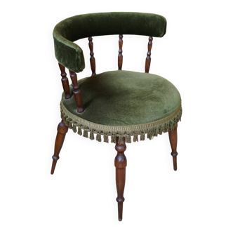 Chaise verte vintage en velours