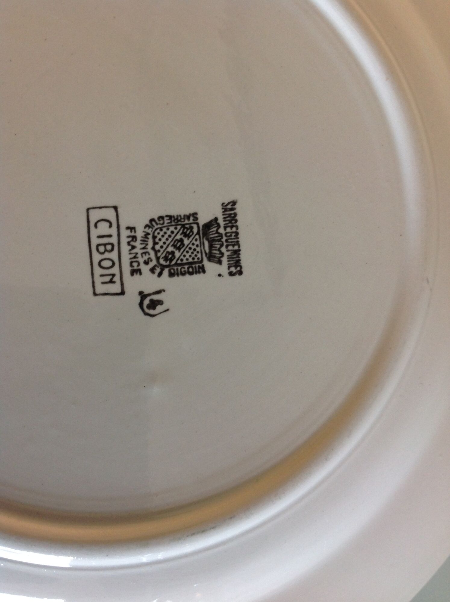 Round dish decor Cibon des faienceries de Sarreguemines and Digoin / vintage 60s