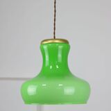 Big Mid-century Italian Brass and Glass Pendant Lamp