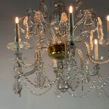 Liège lustre in blown glass and cut crystals, 6 light arms, 18th century