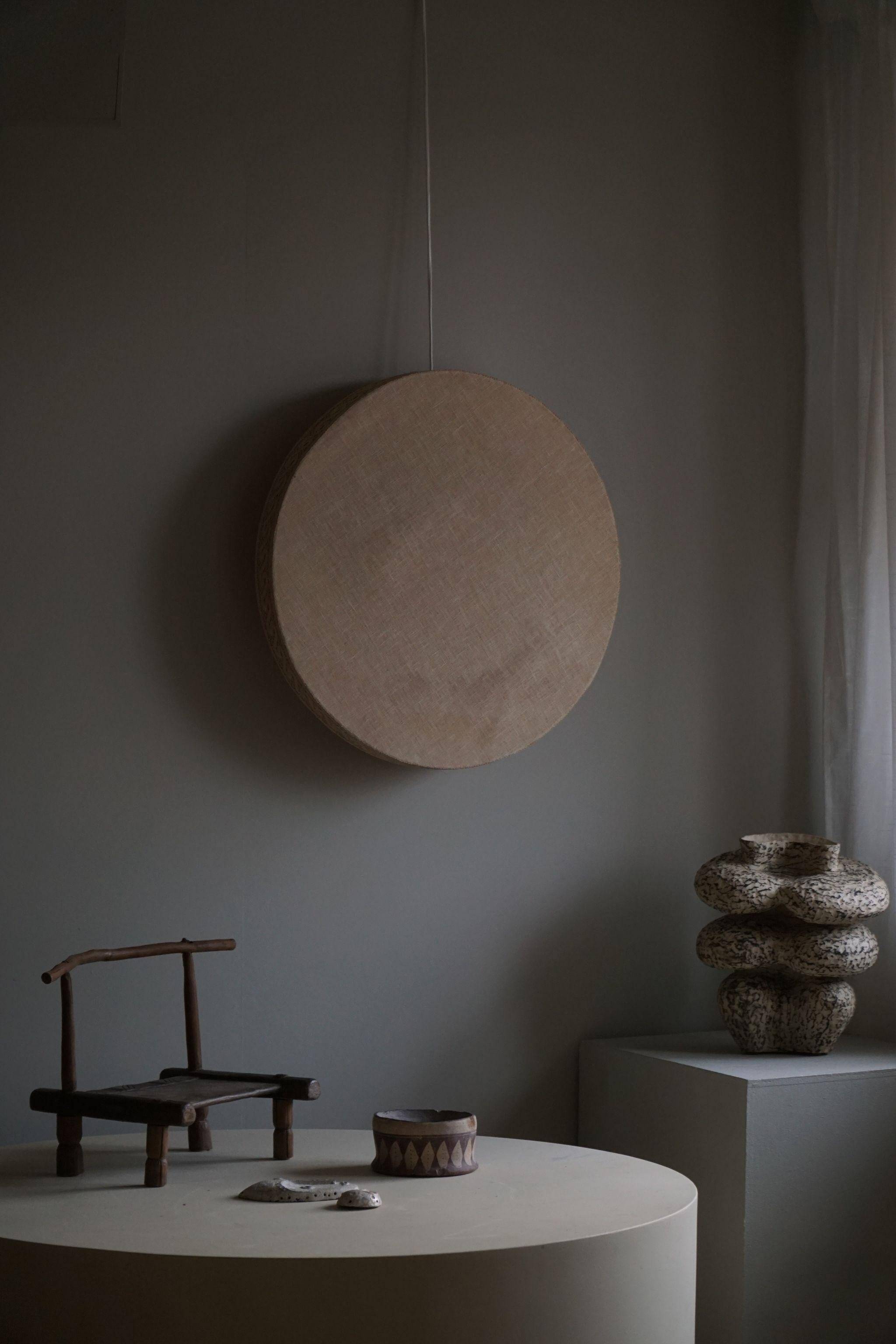 Mid-century Scandinavian Swedish, Ceiling light / Wall sconce in linen, 1950s