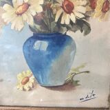 Antique framed watercolor bouquet of flowers