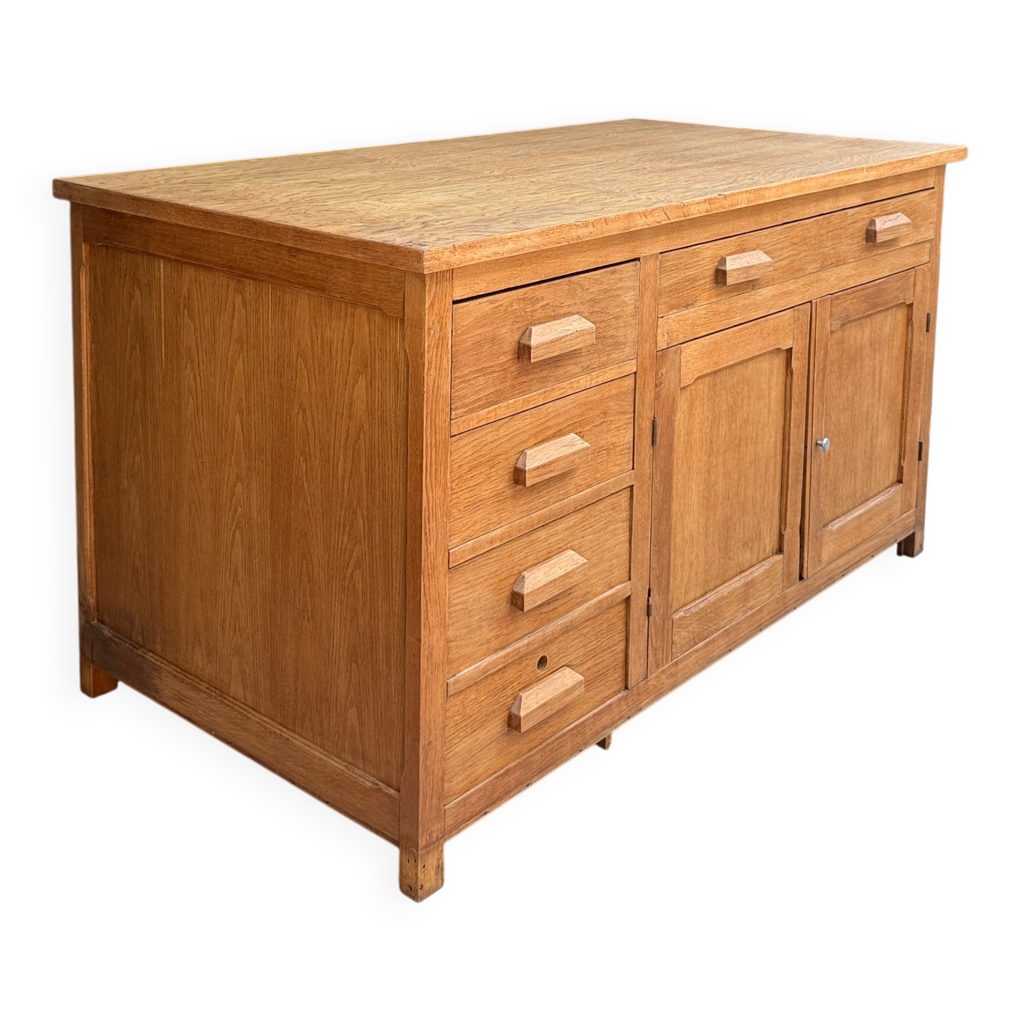 Renovated oak workbench island