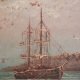 Oil on canvas signed Barton marine in gilded frame