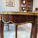 Louis xv louis xvi transitional style pedestal table in walnut marquetry