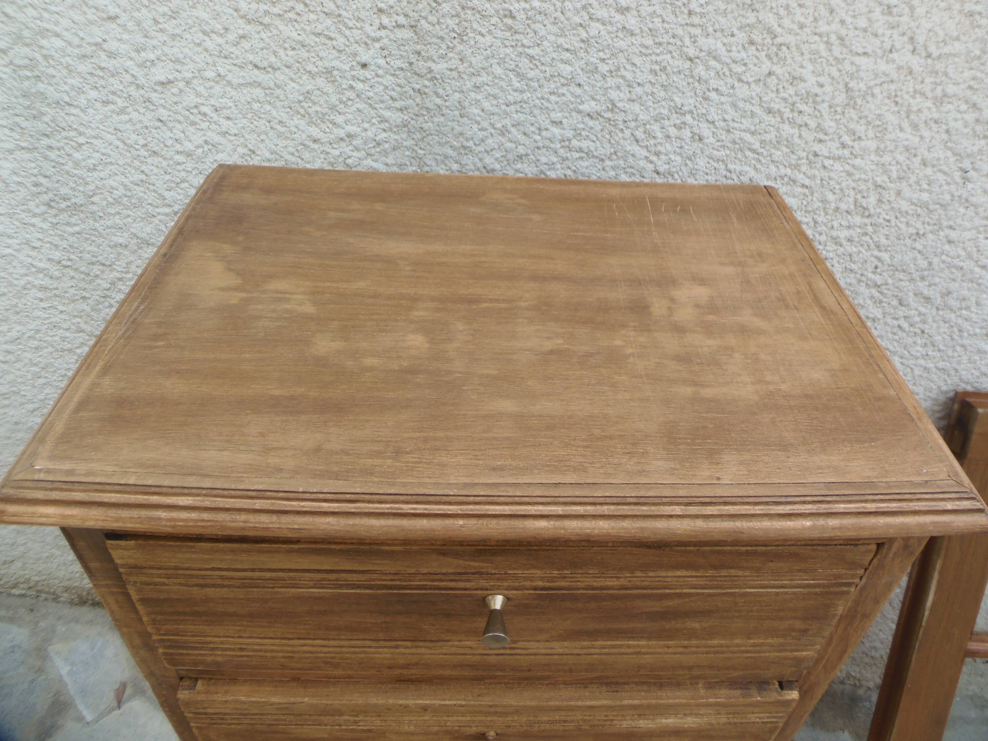 Art Deco chest of drawers in raw wood with 5 drawers.