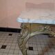 Coffee table in brass and alabaster