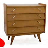 Vintage 1960s chest of drawers with compass feet