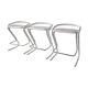 Set of three white and chrome bar stools by Thema Italy to the 1970s