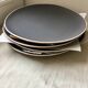 Asymmetrical grey stoneware plate 26 cm