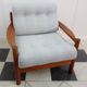 Teak danish chair with light grey upholstery