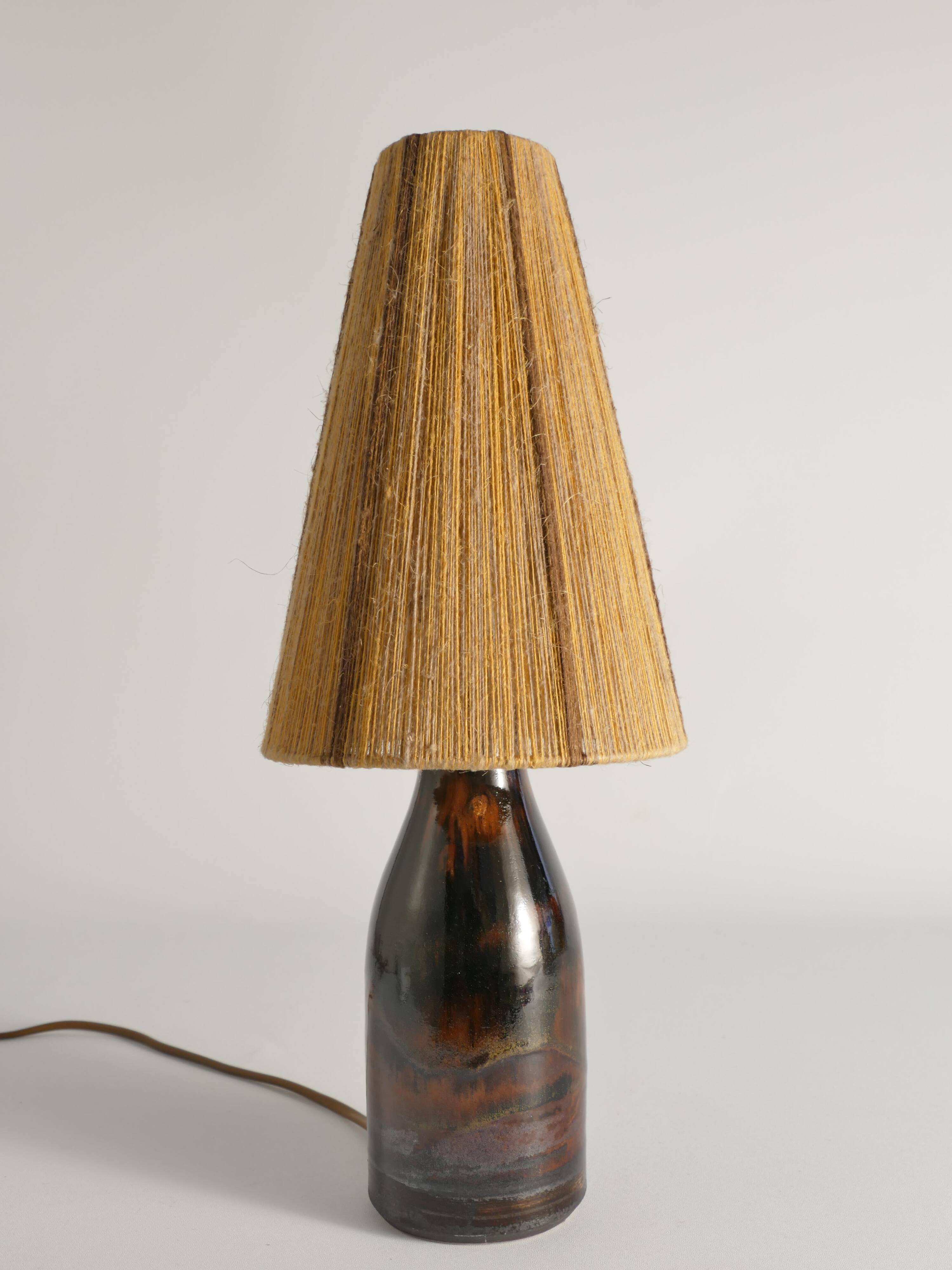 Brown Stoneware Table Lamp by Carl-Harry Stålhane, Designhuset, Sweden 1960s