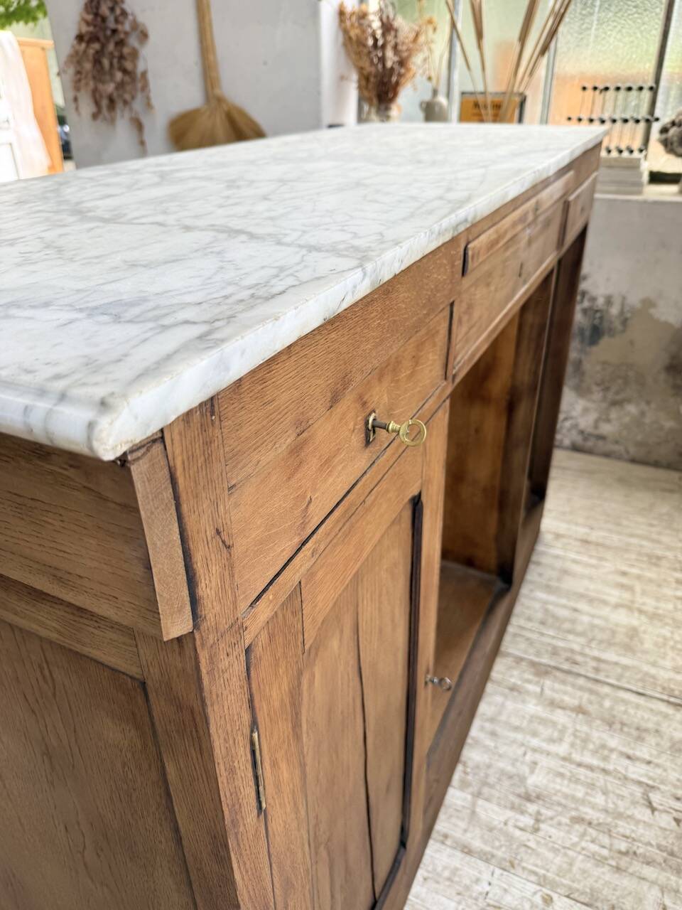 Oak and marble counter 1950