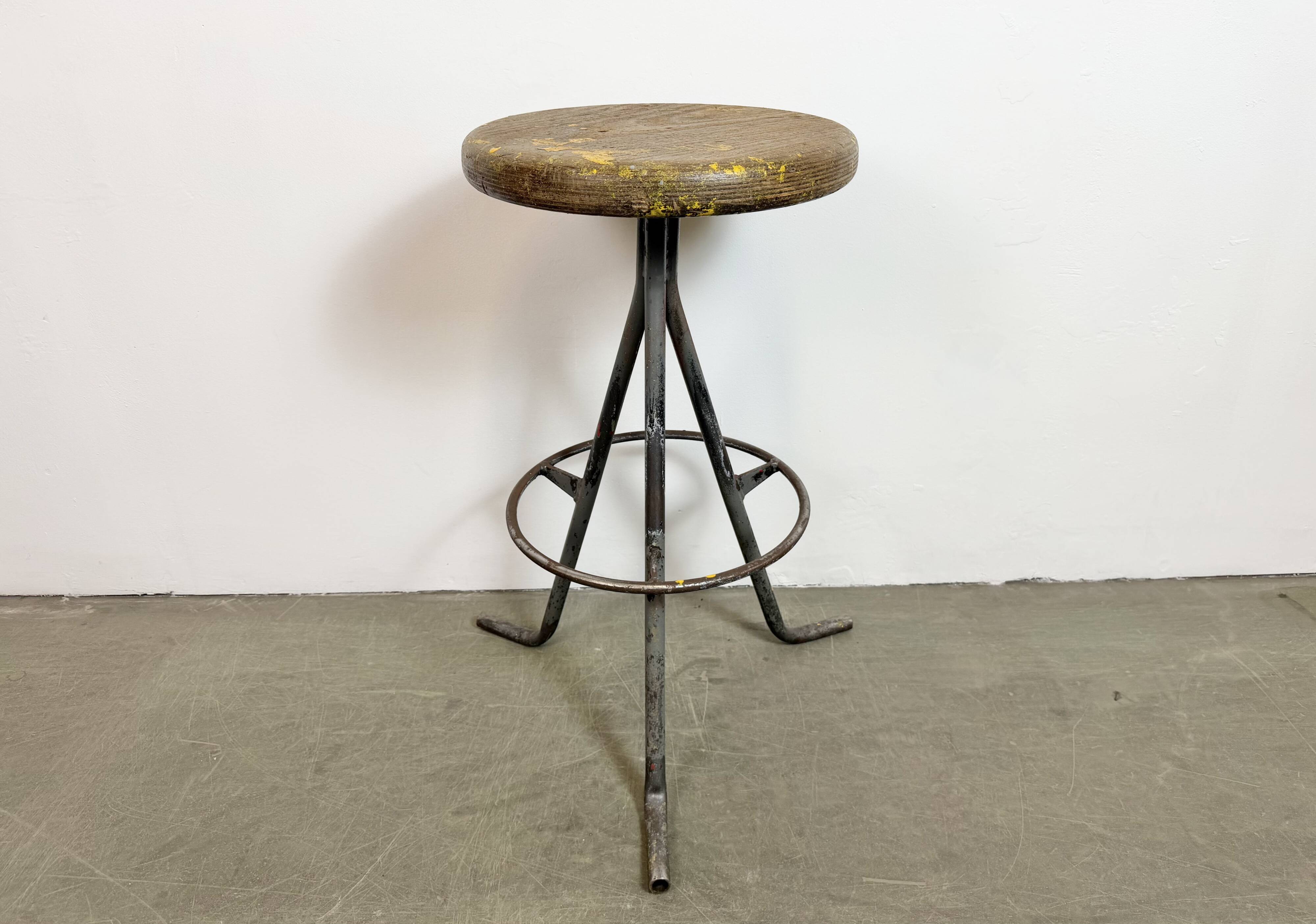 Grey Industrial Workshop Stool, 1960s
