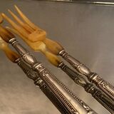 Salad set sleeves in silver decoration row of pearls Louis XVI style