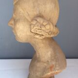 Bust young woman in terracotta, signed, 30s