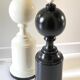 2 large black and white turned wood vintage lamp bases.