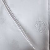 Party tablecloth - 2m30 x 5m30 - white damask monogrammed ct