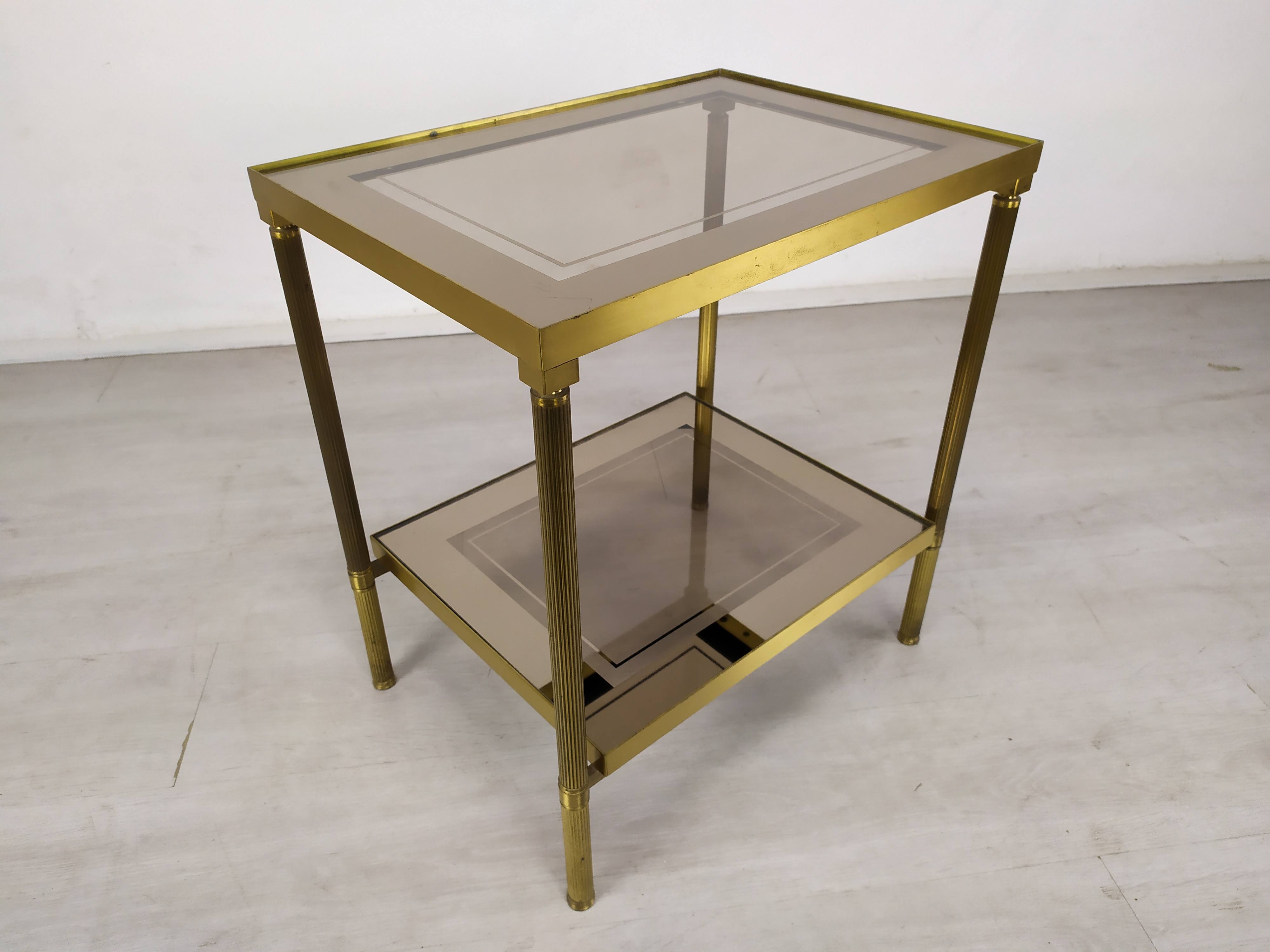 Golden brass sofa end