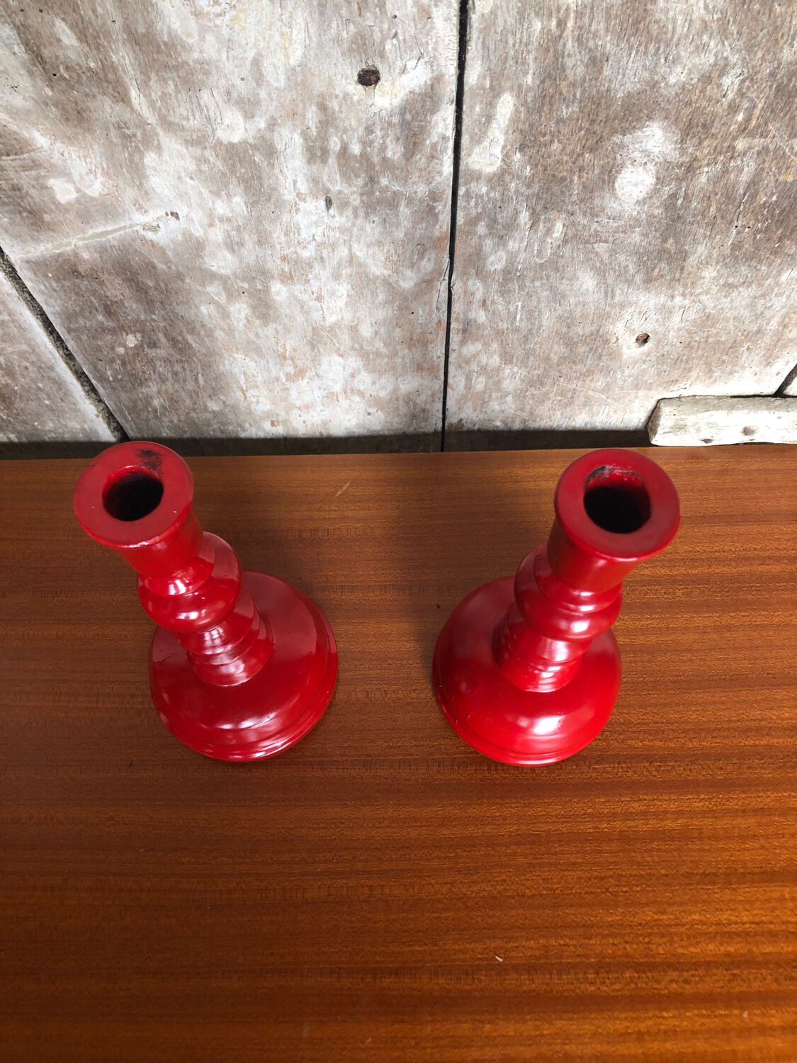 Old candle holders le bon marché turned wood