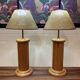 Paire de grandes lampes pin et osier "design scandinave".