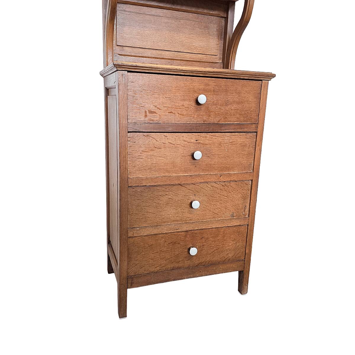 Antique Narrow Oak Chest Of Drawers, early 1900s