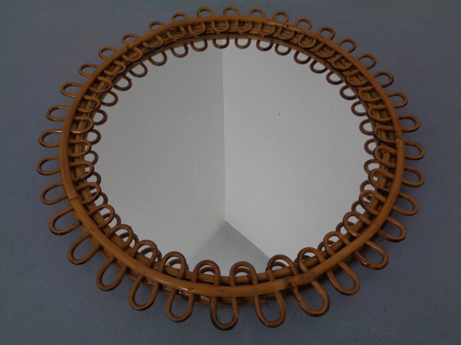 Small filigree Italian bamboo mirror, 1950s