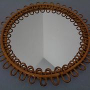 Small filigree Italian bamboo mirror, 1950s