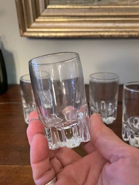 4 vintage antique liqueur glasses