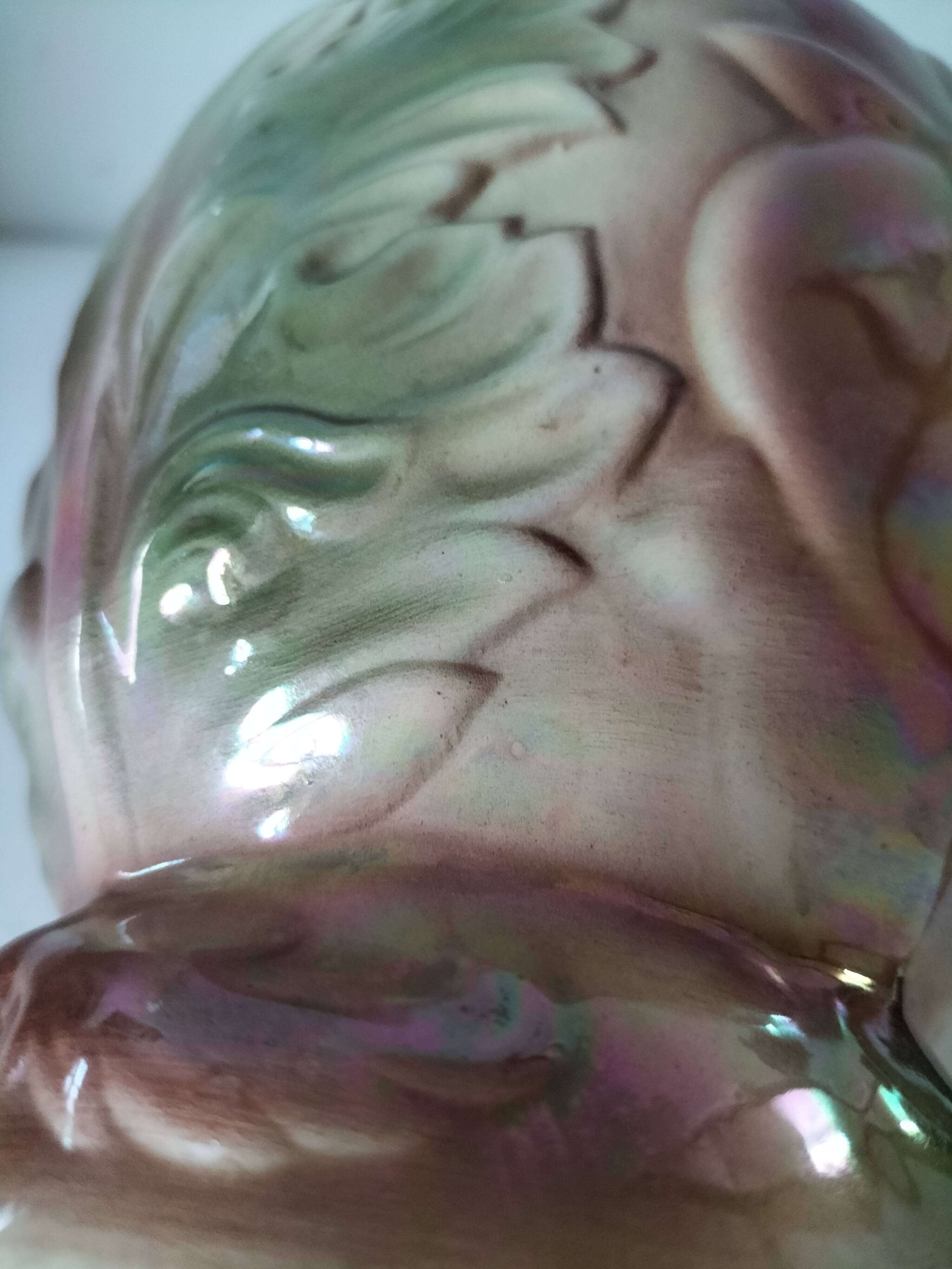 Vintage iridescent molded earthenware vase – 1950s/1960s