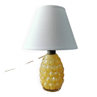 Lampe ananas vintage en verre peint